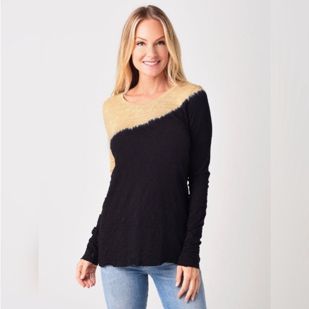 ATM Slub Jersey Long Sleeve Destroyed Wash Cotton T-shirt XS Colorblock Normcore